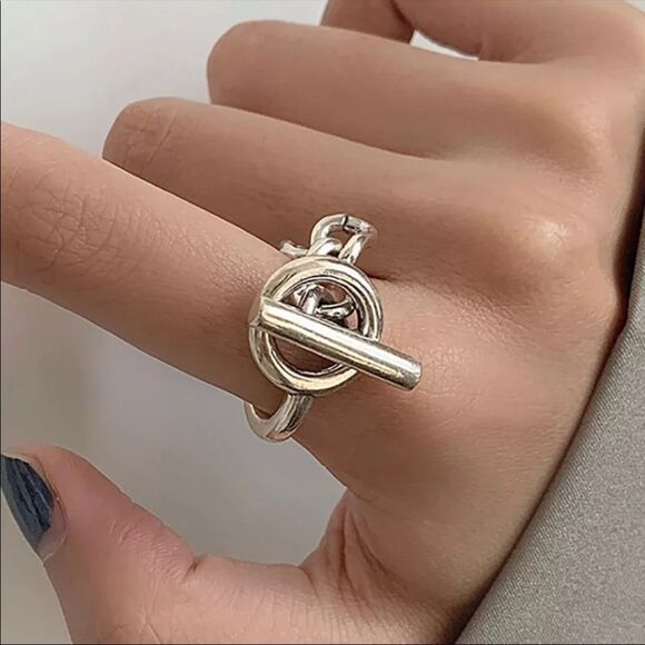 ✨New 925 Sterling Silver Chunky Toggle Chain Ring - Picture 1 of 6